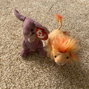 Ty mini 2000 edition Purple Rabbit and Orange Lion